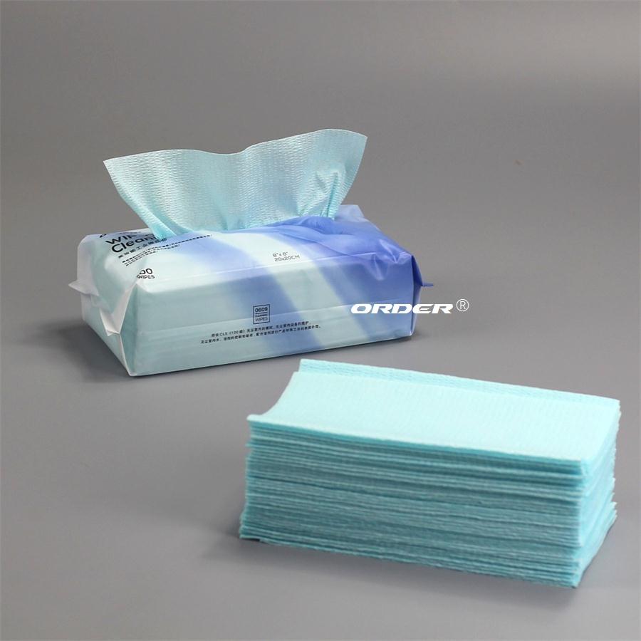 C-fold pop-up bag embossed surface turquoise cellulose polyester industrial cleaning cloths