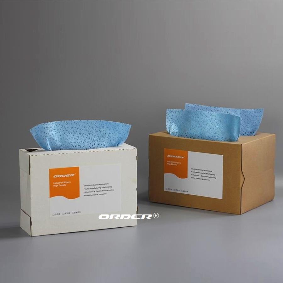 ORDER® PX-3332B blue Pop-Up Box meltblown PP lint free degreasing wipes industrial cleaning cloths Wipers