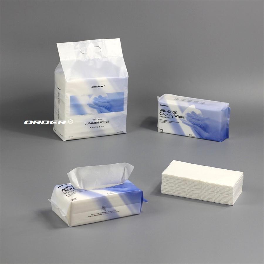 55% Cellulose 45% PET Pup-up bag Cleanroom Nonwoven Surface Cleaning Wipes