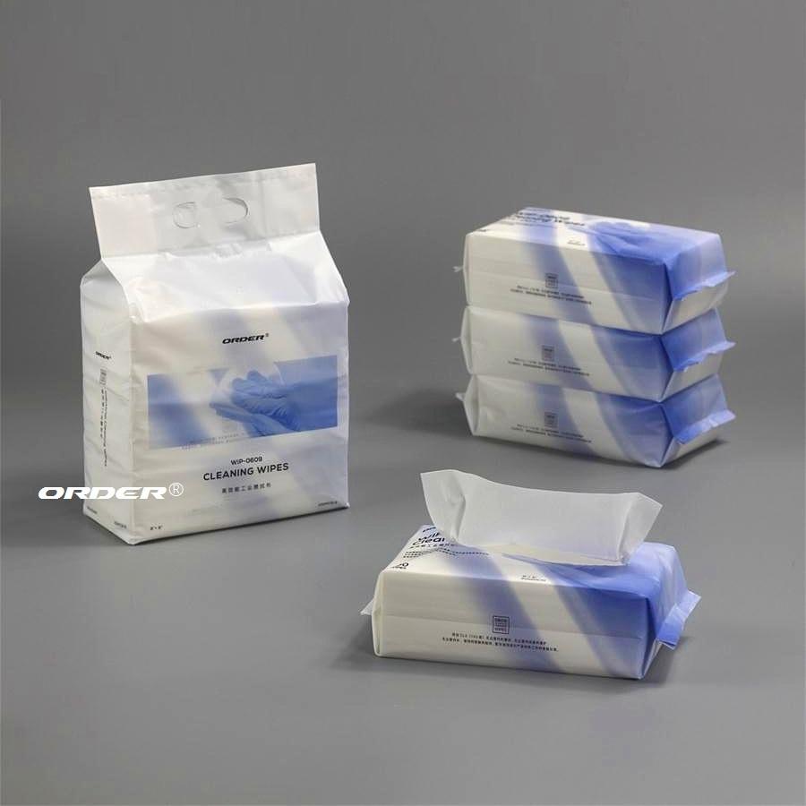 55% Cellulose 45% PET Pup-up bag Cleanroom Nonwoven Surface Cleaning Wipes