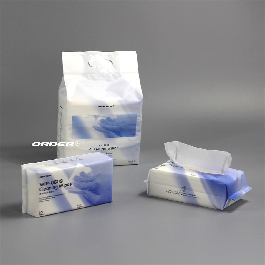 ORDER®wip-0609w cleanroom non-woven cleaning wipers c-fold pup-up bag