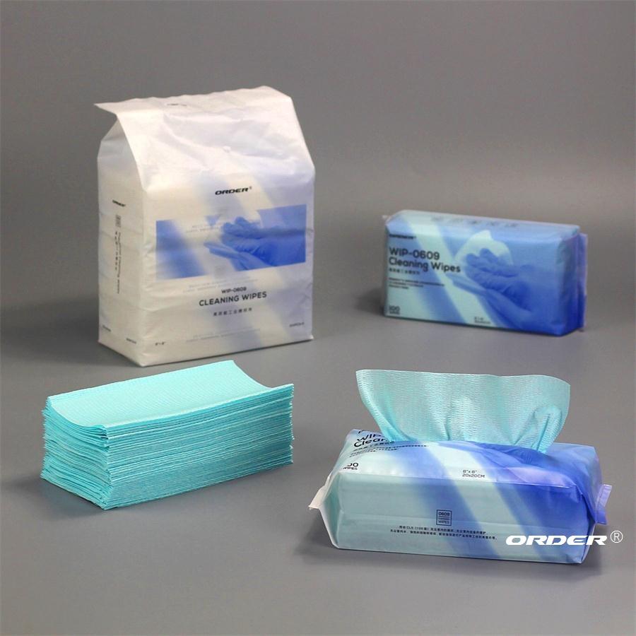 pop-up bag turquoise non-woven disposable spunlace cellulose polyester Electronic industrial wiping towels