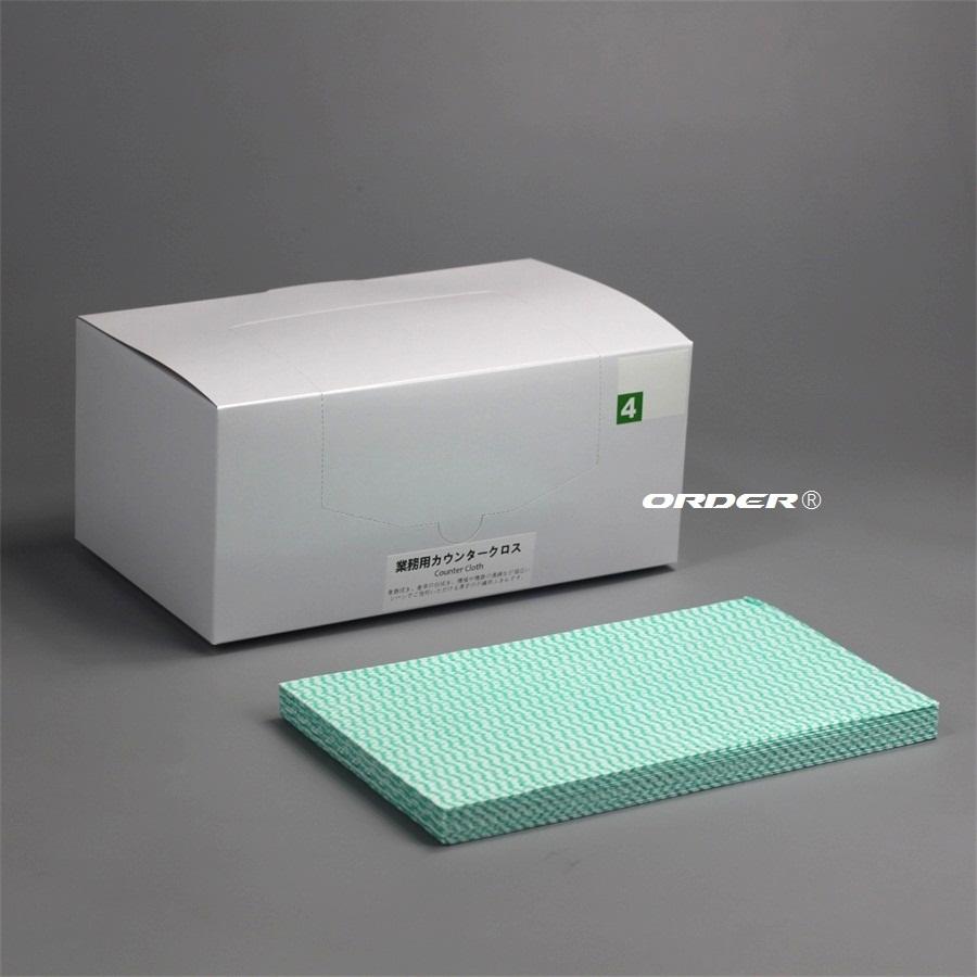 OEM japanese style colorful wave printing household cleaning magic cloths green 60 pieces,80gsm