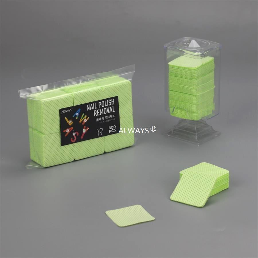 Beauty Salon 5cm x 5cm light green Meltblown PP cleaner make-up cotton nail gel polish remover cleaning wipes
