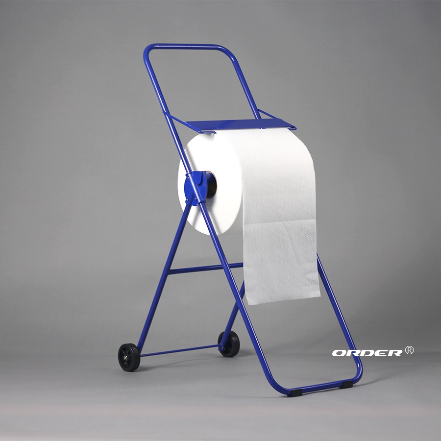 Manufacturer In China Steel with powder coated jumbo roll dispenser Mobile floor stand with wheels