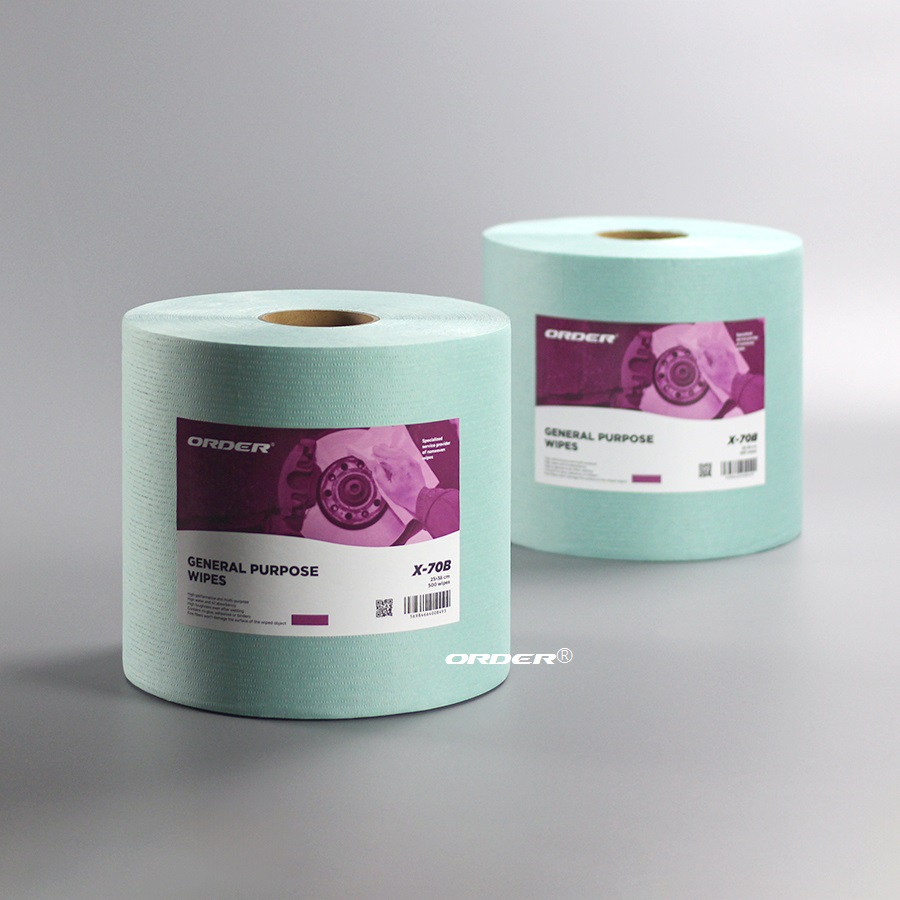 Green Jumbo Perforated Roll Nonwoven Fabric Industrial Dust-free Maintenance Clean Wipes