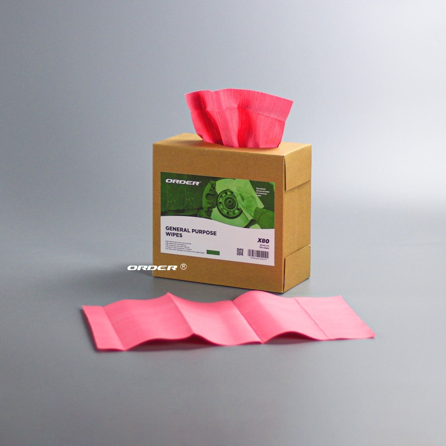 KIM-X80 Red nonwoven Composite Non woven cellulose polypropylene Strong solvent-resistant wiping Towels