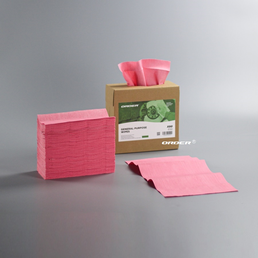 KIM-X80 Red nonwoven Composite Non woven cellulose polypropylene Strong solvent-resistant wiping Towels