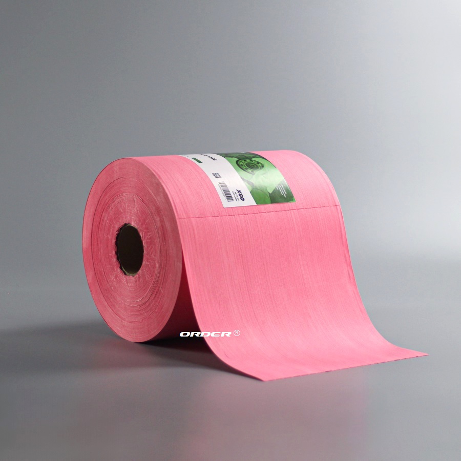 X80 Red Perforated Jumbo Roll heavy-duty oil absorbent industrial cleaning towels