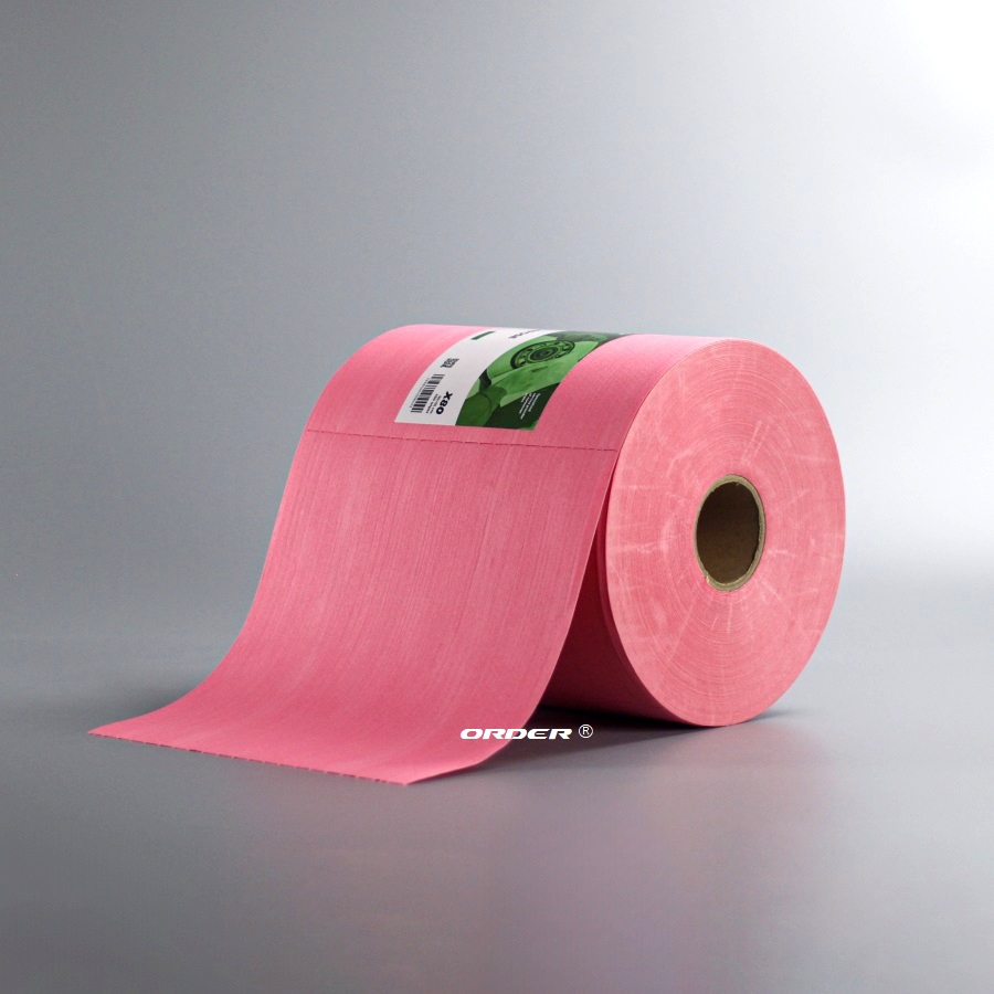 X80 Red Perforated Jumbo Roll heavy-duty oil absorbent industrial cleaning towels