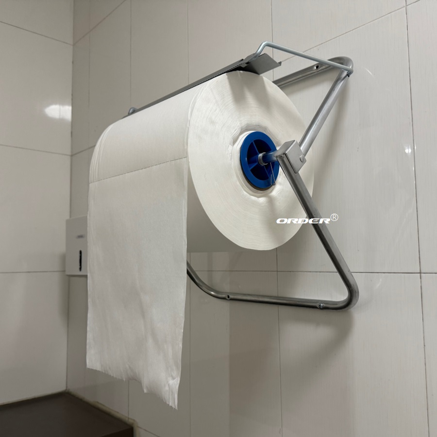 ORDER®Galvanized Steel Wall Stand wipes Roll Holder For Workshop Jumbo Rolls Wiping cloths Dispensers